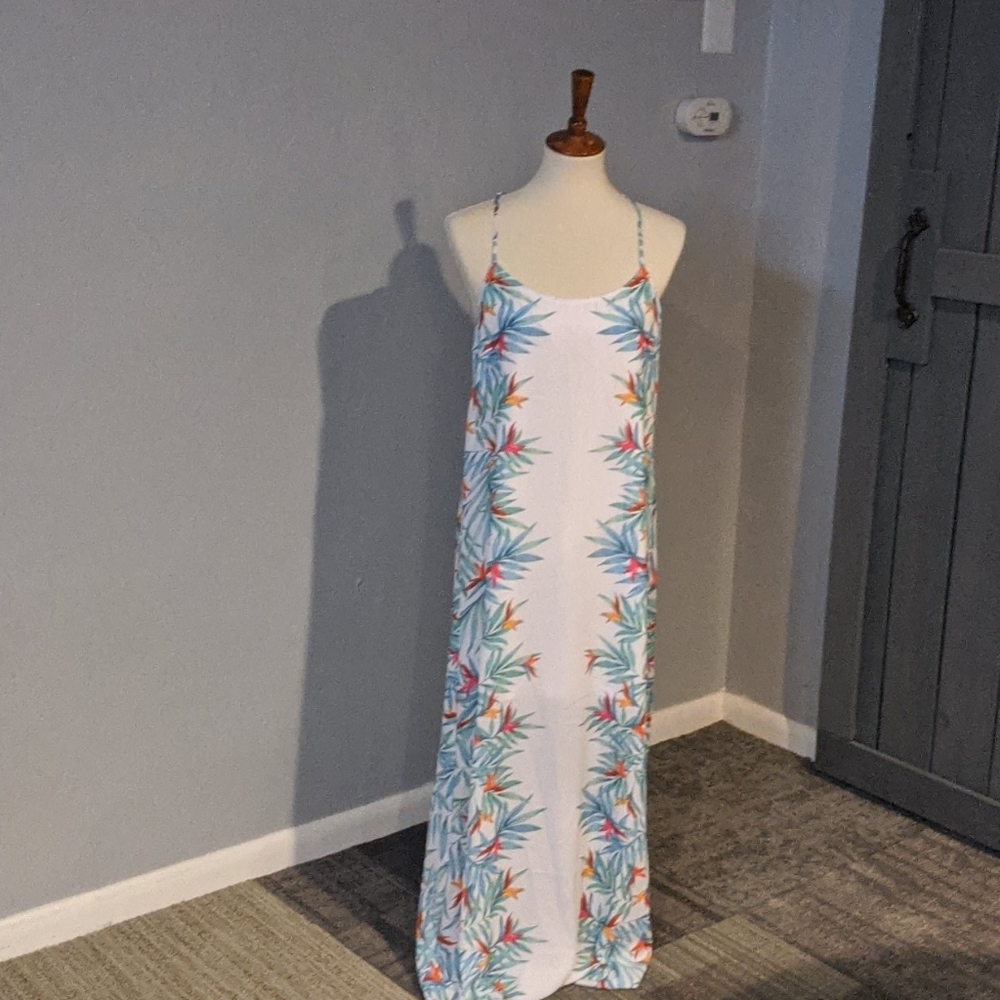 Tropical print maxi with adjustable tback